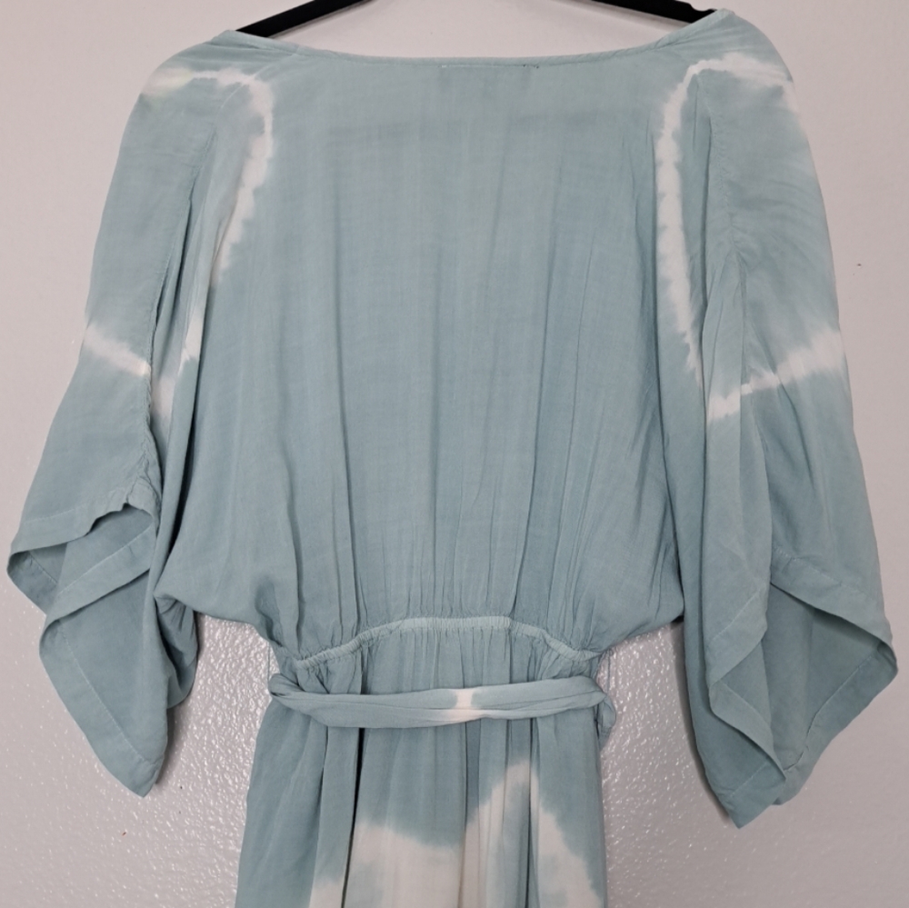 Lulus Womens Tie-Dye Dusty Sage  Kimono Slv Wrap Maxi Dress Pullover Oversized S - Picture 11 of 15